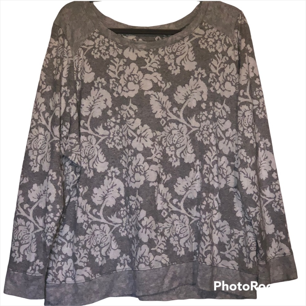 Lane Bryant Gray & White Floral Sweatshirt